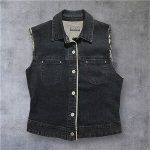 Edgy Black Denim Vest